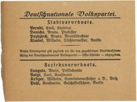 Stimmzettel für die Listen der DNVP bei den Berliner Stadtverordneten- und Bezirksverordnetenwahlen (1921?)