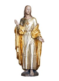 Herz Jesu Statue in Silber- und Goldfassung