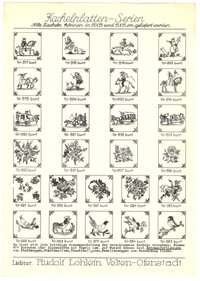 Angebot lieferbarer Kachelplatten-Serien von Rudolf Lohlein in Velten (Nr. 817–927)