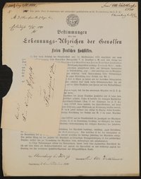 Bestimmungen über das Erkennungs-Abzeichen der Genossen des Freien Deutschen Hochstifts - Mathilda Waldthausen, geb. Kleeberger