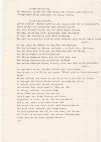 Hochzeitszeitung gedichtet von Heinrich Lersch